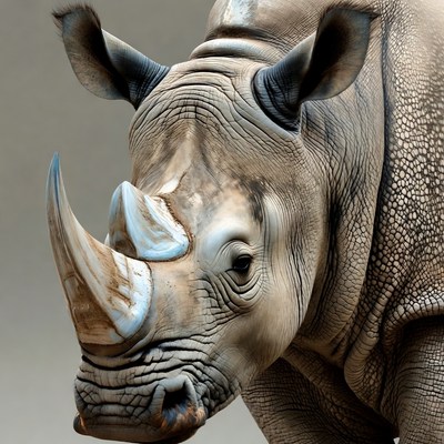 White Rhino Close-Up Portrait