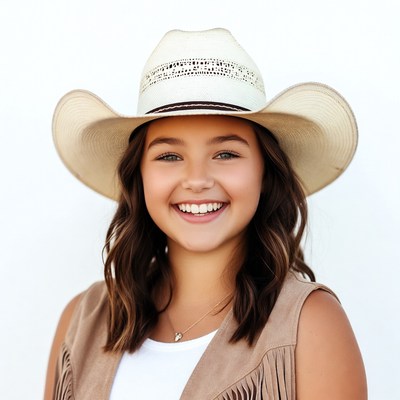 Smiling girl in cowboy hat