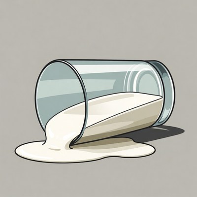 Spilled milk from glass