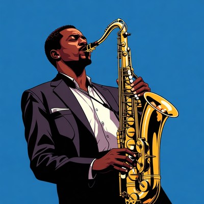 African-American man playing saxophone