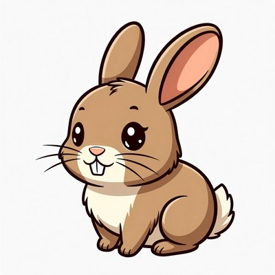 Cute cartoon bunny sitting