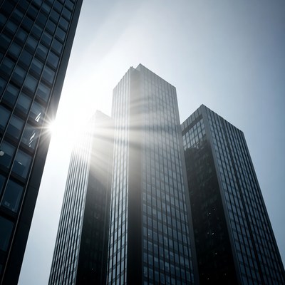 Skyscrapers with Sun Rays
