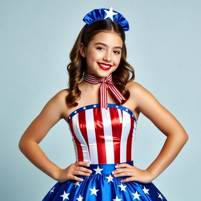Girl in American flag dress