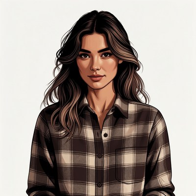 Woman in plaid shirt portrait