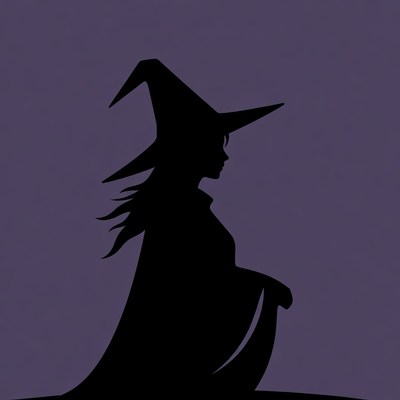 Silhouette of Witch in Profile