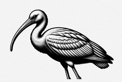 Ibis bird line art illustration