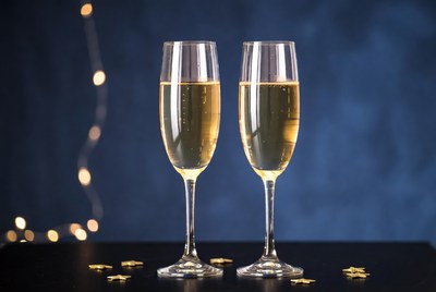 Two Champagne Glasses with Bubbles