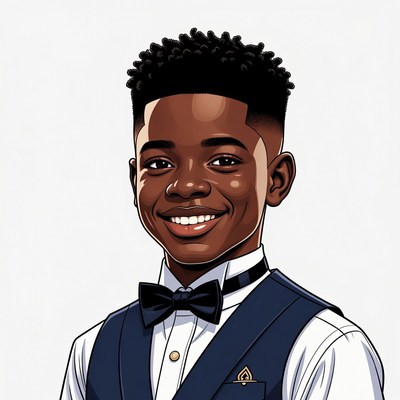 Smiling African-American boy in bow tie