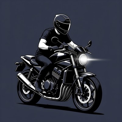 Man riding motorcycle in helmet