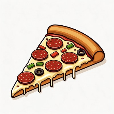 Pizza Slice with Pepperoni and Vegetables