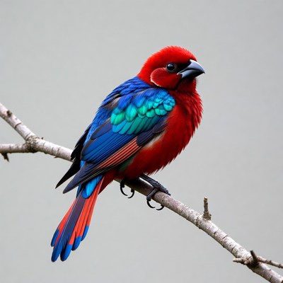 Red-headed Tanager on branch