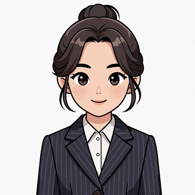 Asian woman in suit illustration
