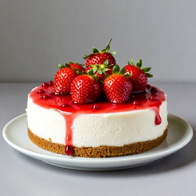 Strawberry Cheesecake on Plate