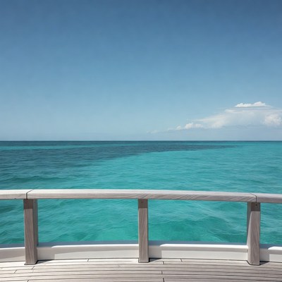 Ocean View from Wooden Yacht Rail