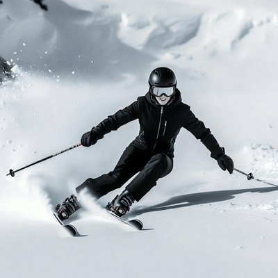 Woman skiing on snowy slope