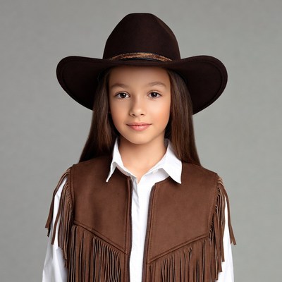 Girl wearing cowboy hat and vest