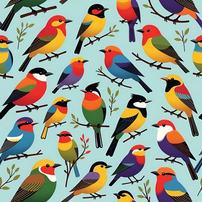 Colorful Birds Seamless Pattern