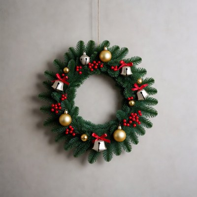 Christmas wreath with bells and berries