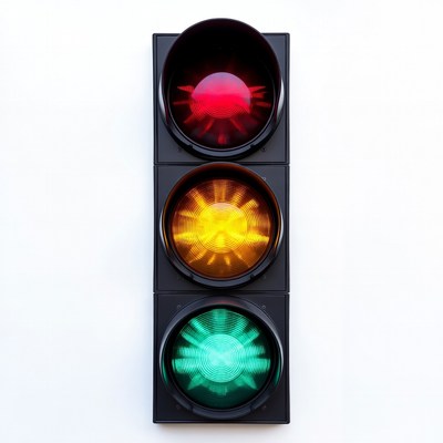 Traffic light showing red yellow green