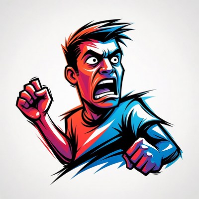 Angry cartoon man yelling