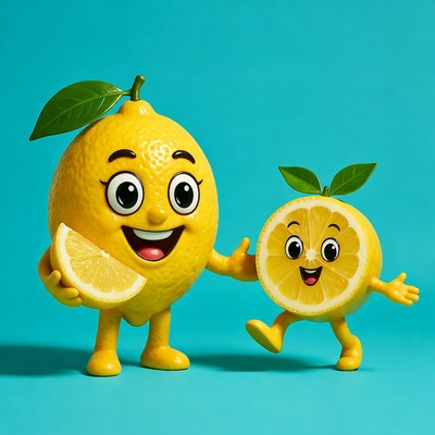 Cartoon Lemon Holding Lemon Slice