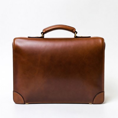 Brown leather briefcase isolated