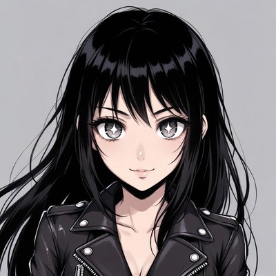 Anime girl in leather jacket