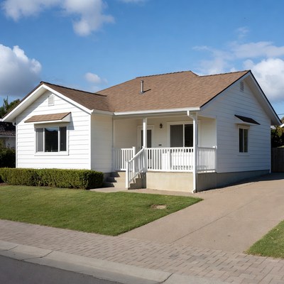 White suburban house with porch