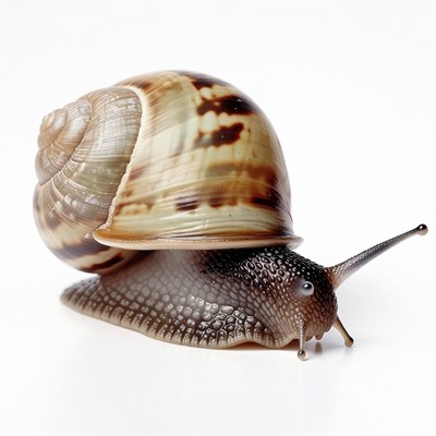 Garden snail on white background