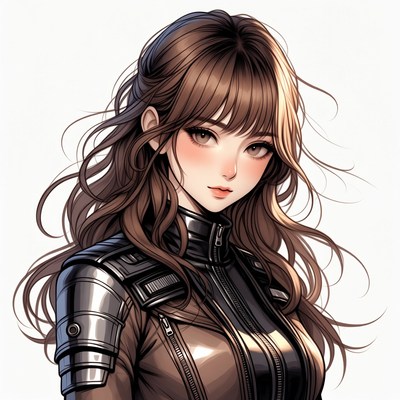 Anime girl in black armored jacket