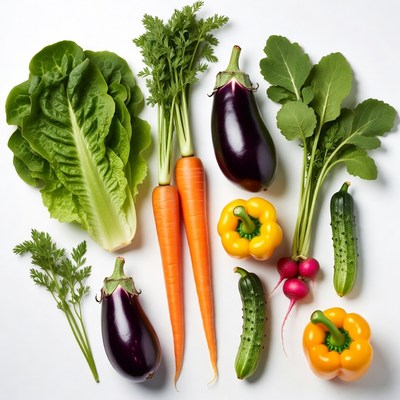 Fresh vegetables on white background