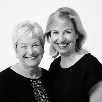 Smiling mother and daughter portrait