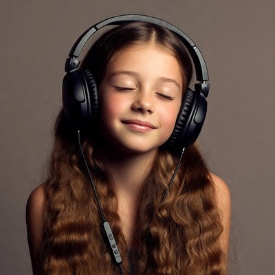 Girl listening to music with headphones