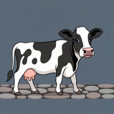 Cartoon Holstein cow standing
