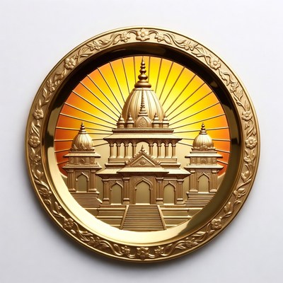 Golden Hindu Temple Emblem