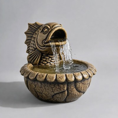 Bronze Fish Spouting Water Fountain