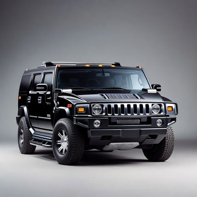 Black Hummer H2 SUV Front View