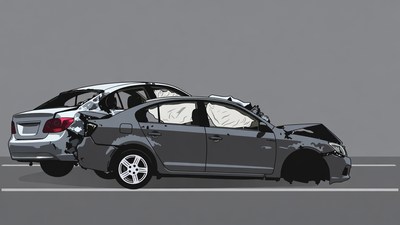 Two Cars in Collision Crash