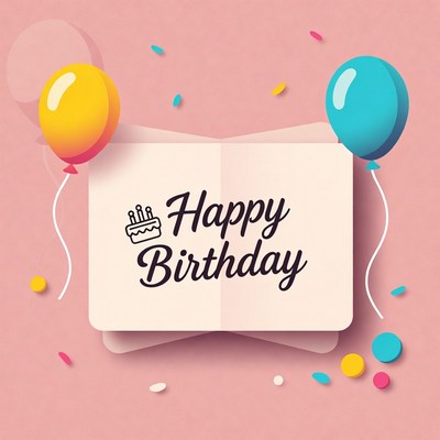 Happy Birthday Card with Balloons