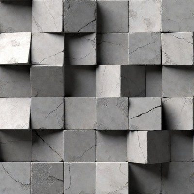 3D Gray Concrete Cubes Texture