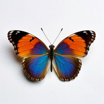 Colorful Morpho Butterfly on White Background