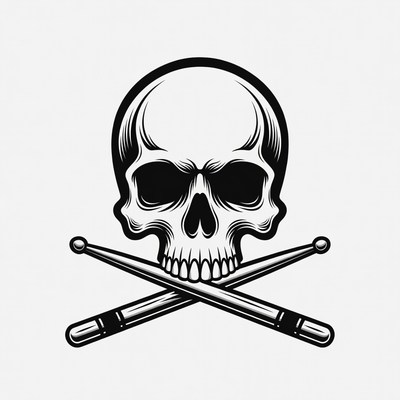 Skull with Crossed Drumsticks