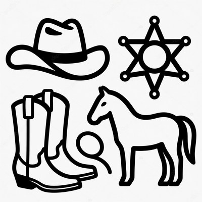Cowboy Hat Boots Horse Sheriff Star