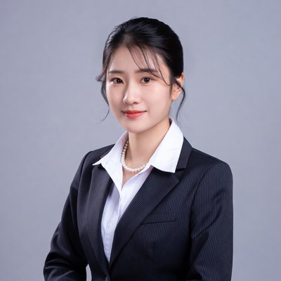 Asian woman in black business suit
