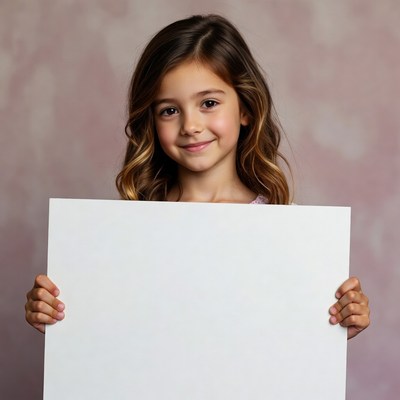 Girl holding blank sign