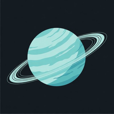 Cartoon Uranus Planet with Rings
