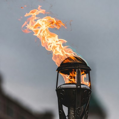 Flaming Torch Burning Brightly