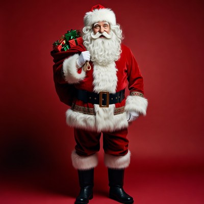 Santa Claus holding gift sack