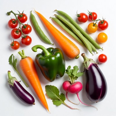 Fresh vegetables on white background