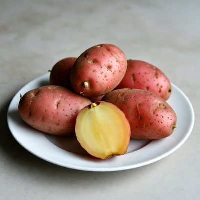 Red Potatoes on White Plate